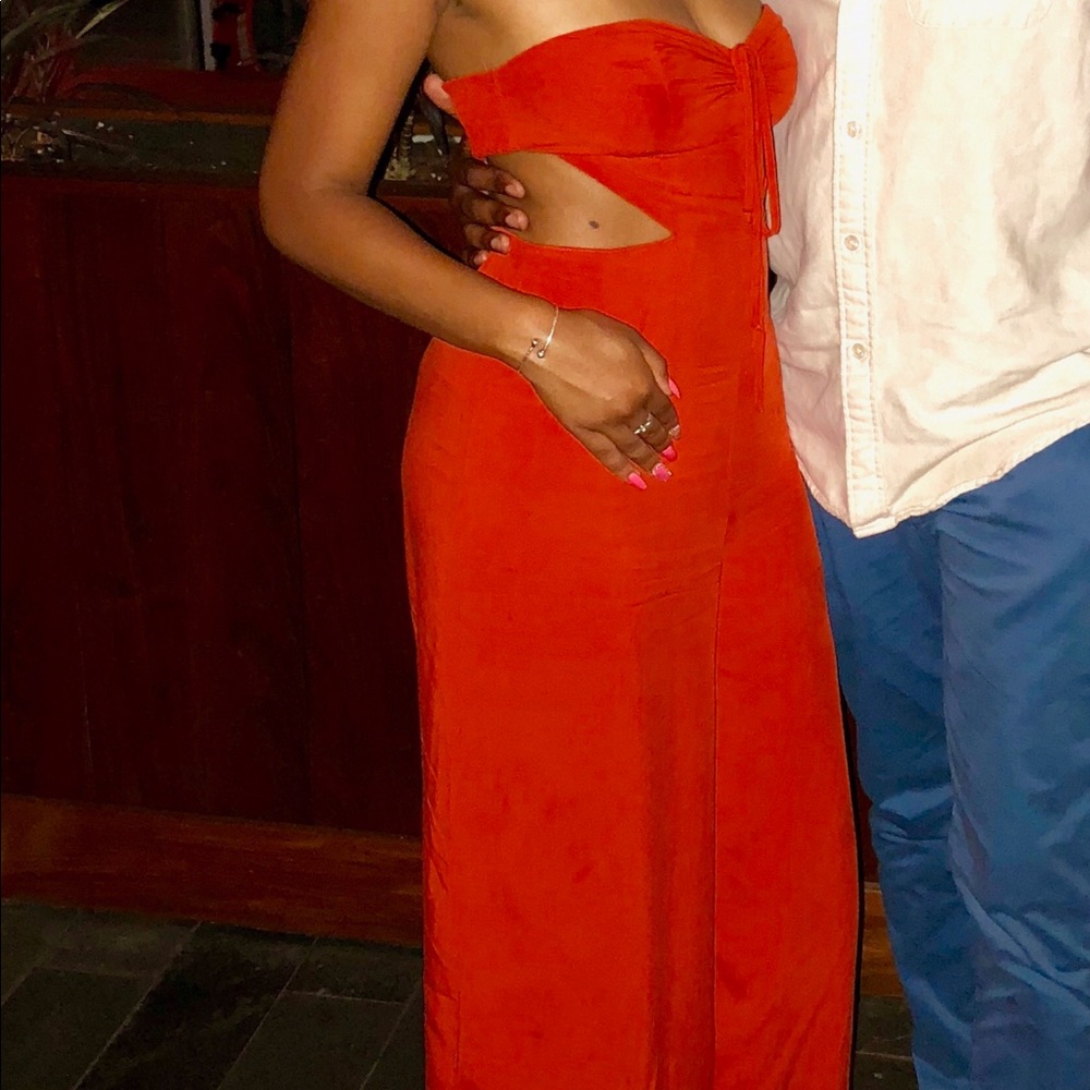 Burnt Orange Floor length Jumpsuit